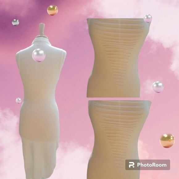 None Dresses & Skirts - Y2K Ivory Laser Cut Out Party Dress Medium